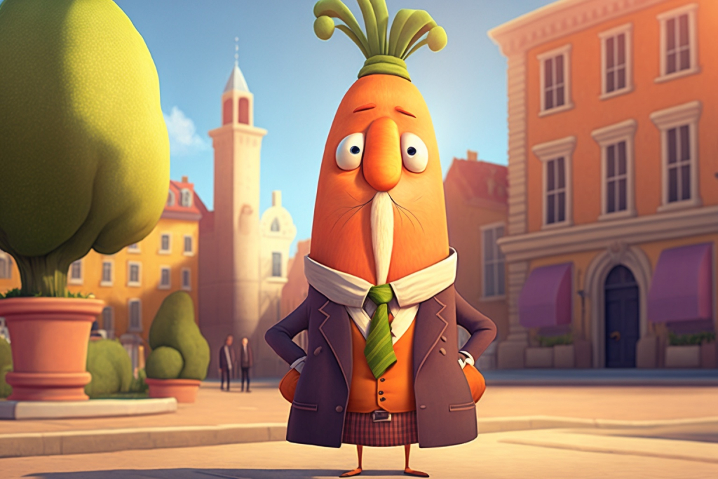 A cartoon mayor Carrot.