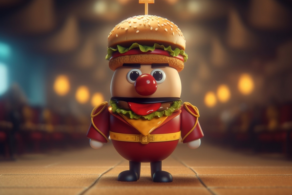 Cartoon hamburger royal guard.