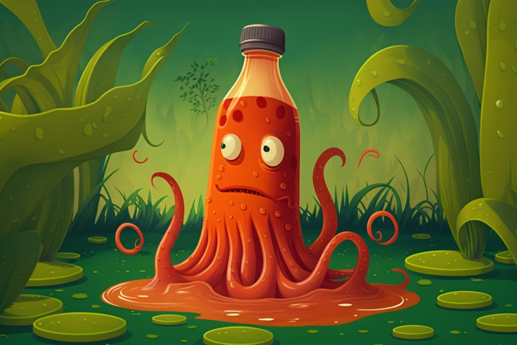 A Ketchup Kraken in a swamp.