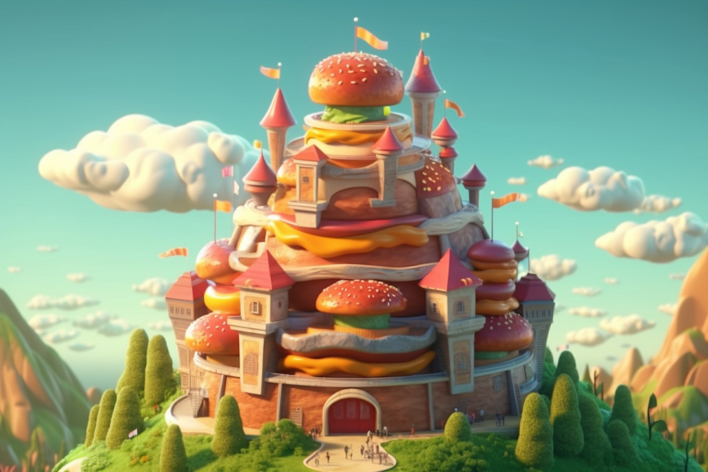 Burger castle in the Lost Burger Kingdom.