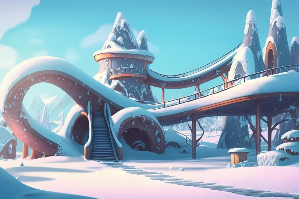 A cartoon frozen waterslide.