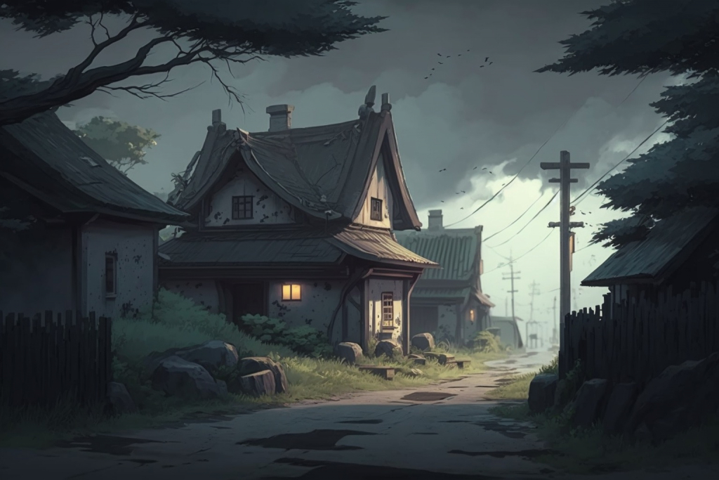 Gloomy village.