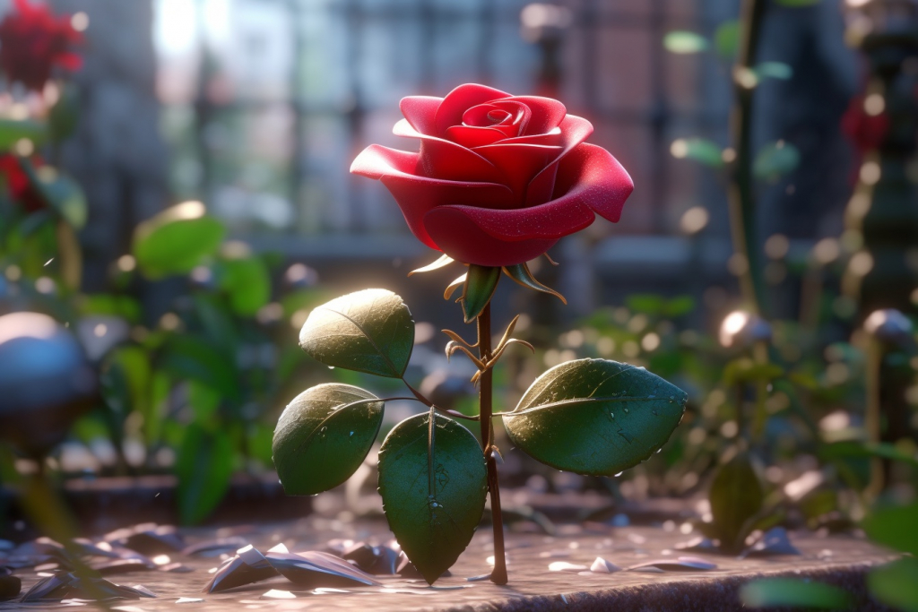 A cartoon red rose.