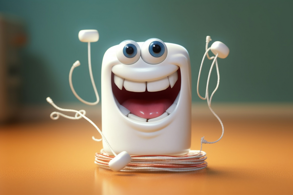 Happy white dental floss.