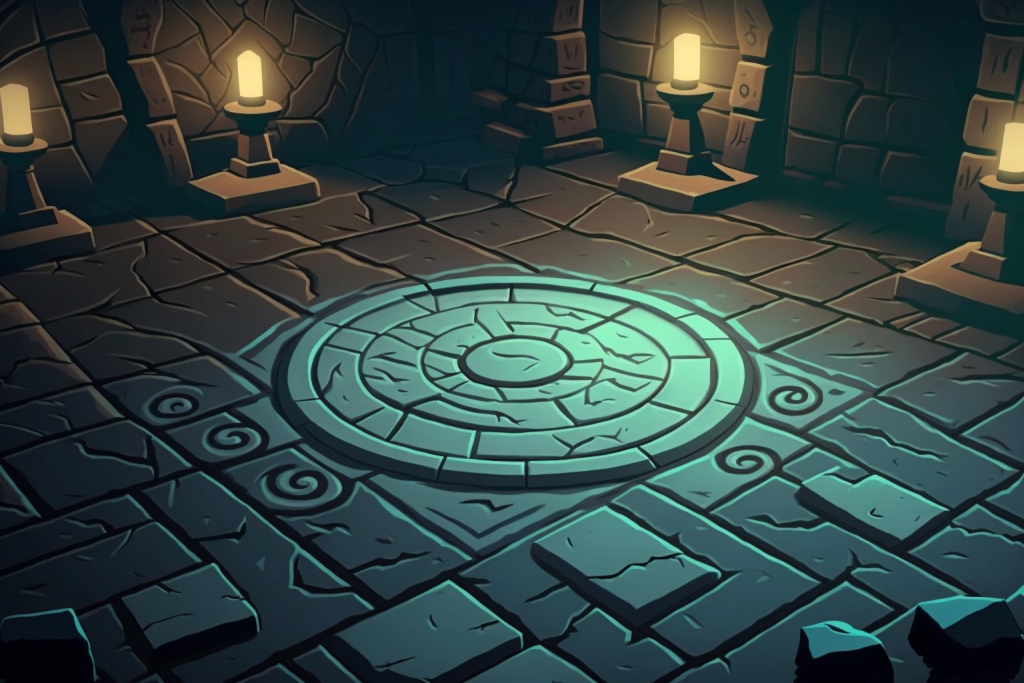A chamber with ancient runes on the floor.