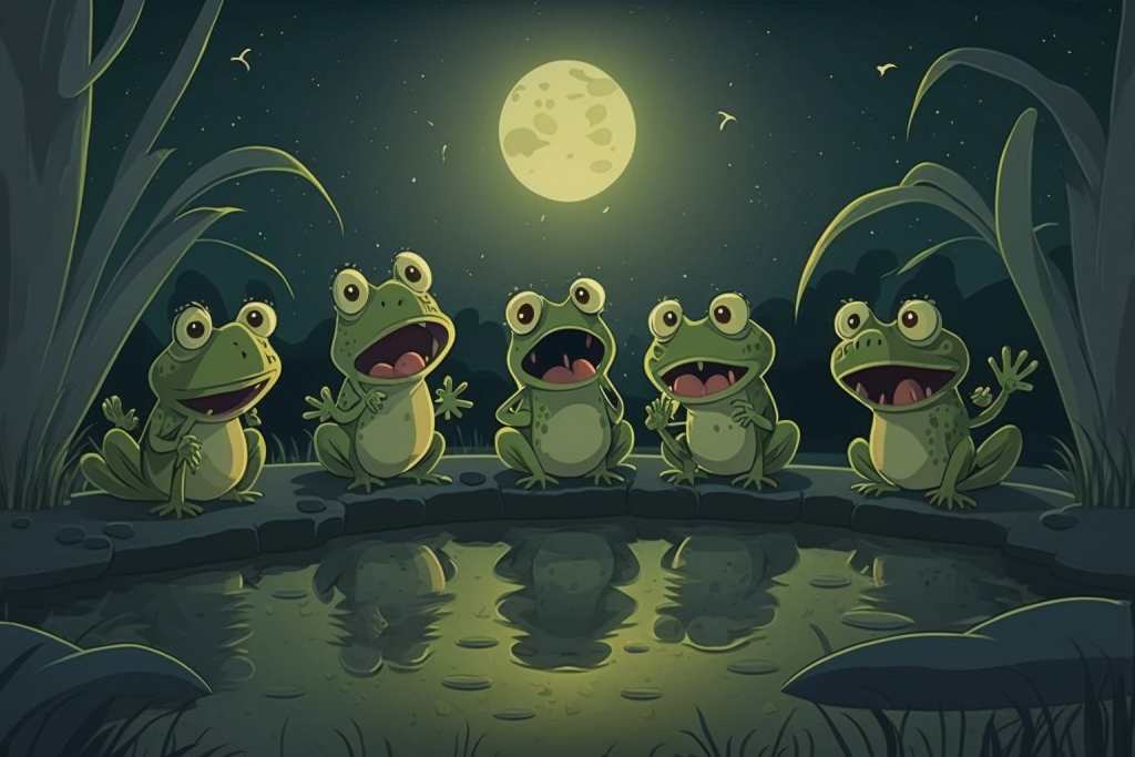 Confused frogs singing in the night.