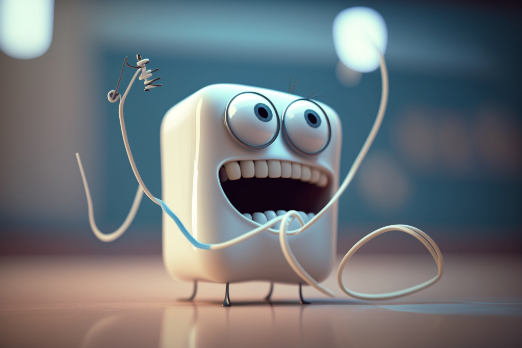 Cartoon dental floss.