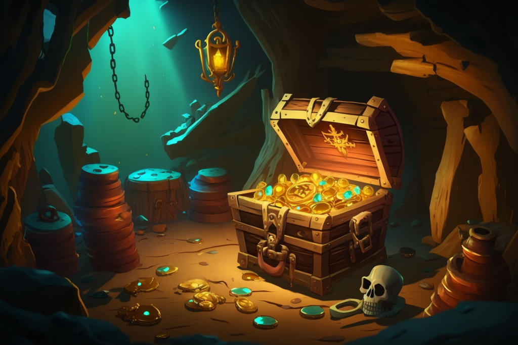 A gold pirate treasure.