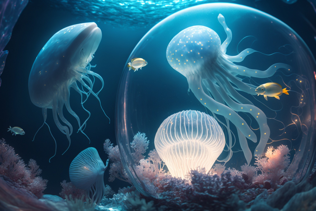 Magical cartoon sea creatures.