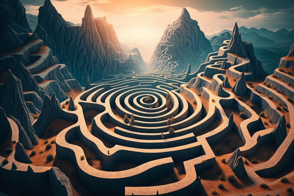A big labyrinth in the mountains.
