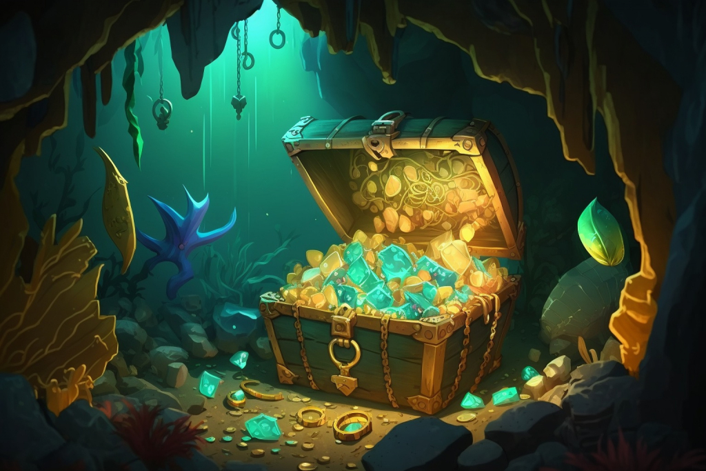 A cartoon pirate treasure chest.