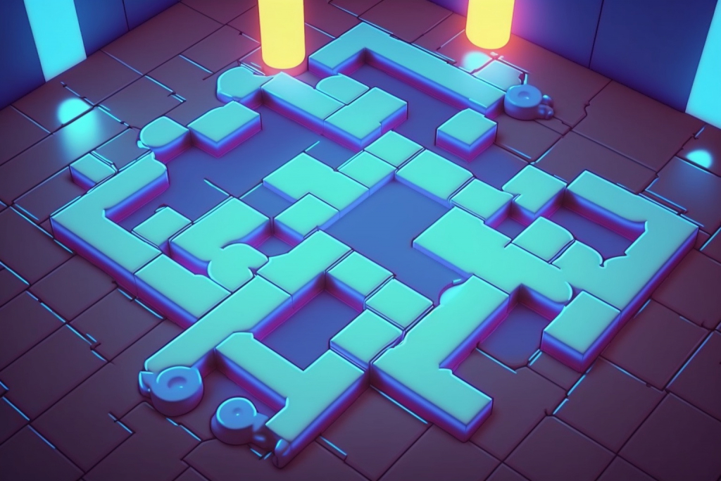 A glowing puzzle floor.
