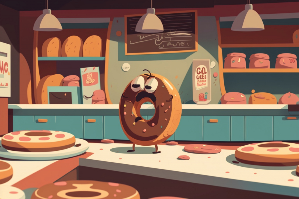 Sad chocolate donut.