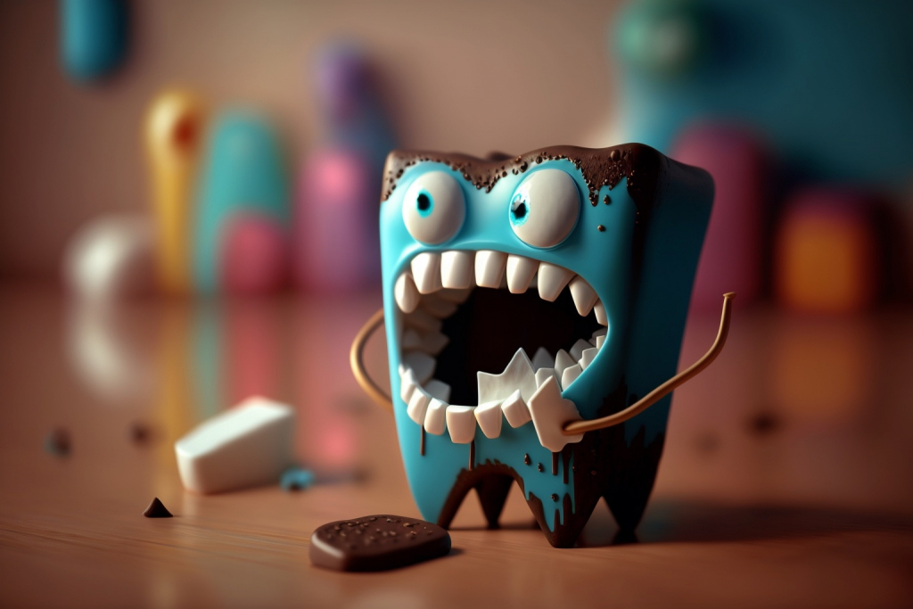 Cartoon tooth decay.