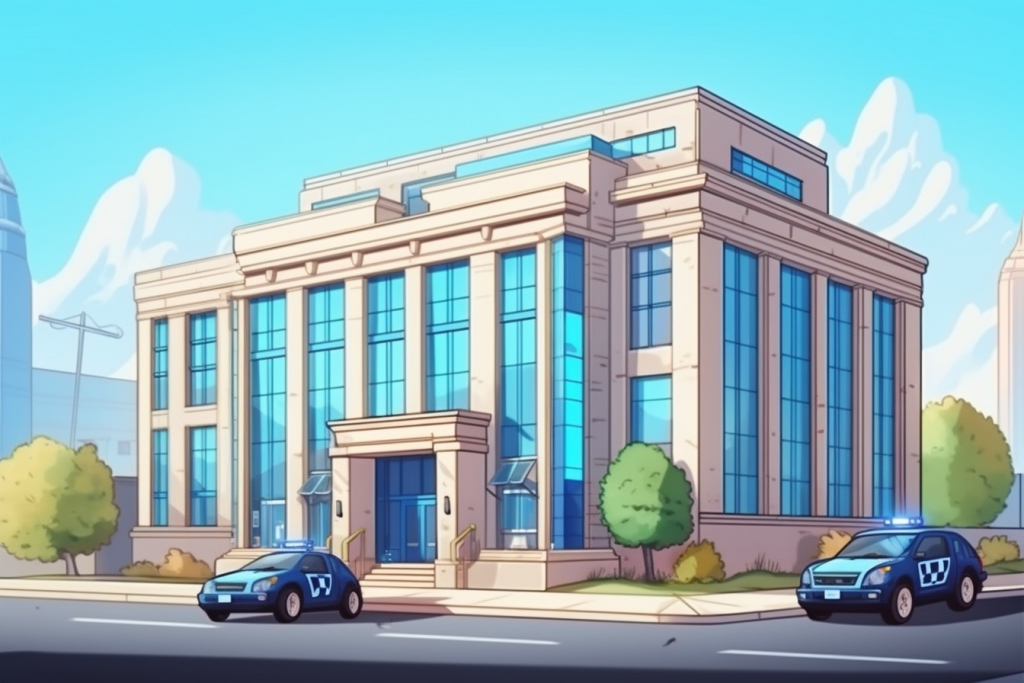 Cartoon police station.