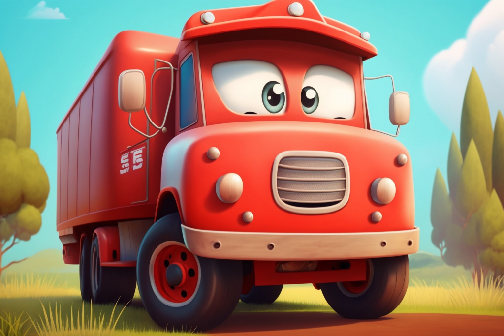 Cute cartoon red truck Tommy.