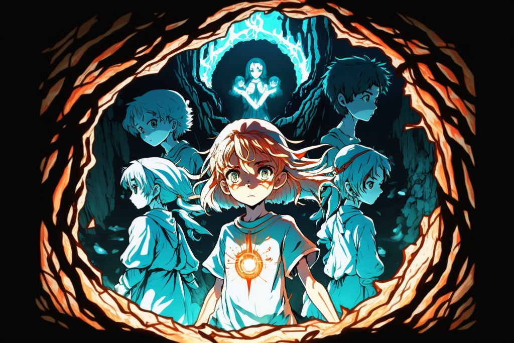 Anime ghosts portal with full of ghosts.