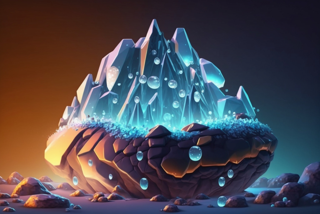 Cartoon frozen tears in the form of crystals.
