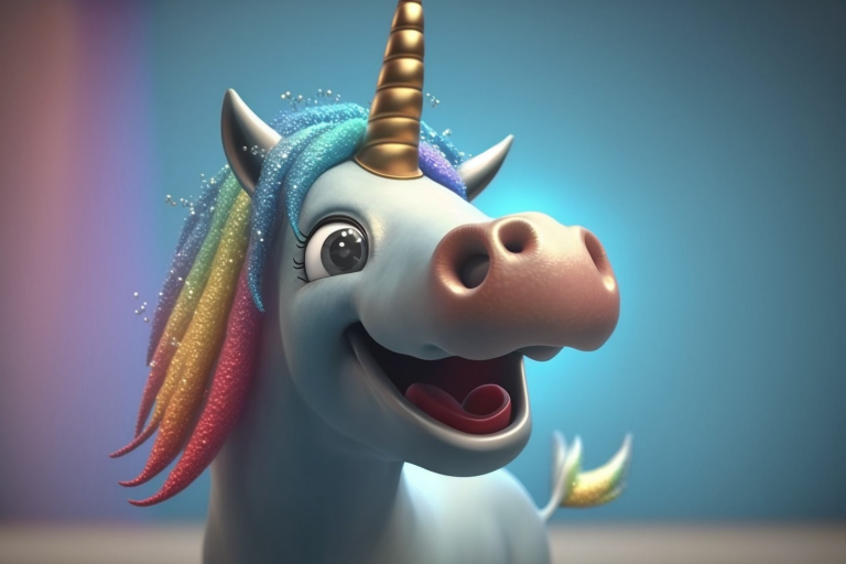 Rainbow cute cartoon unicorn.