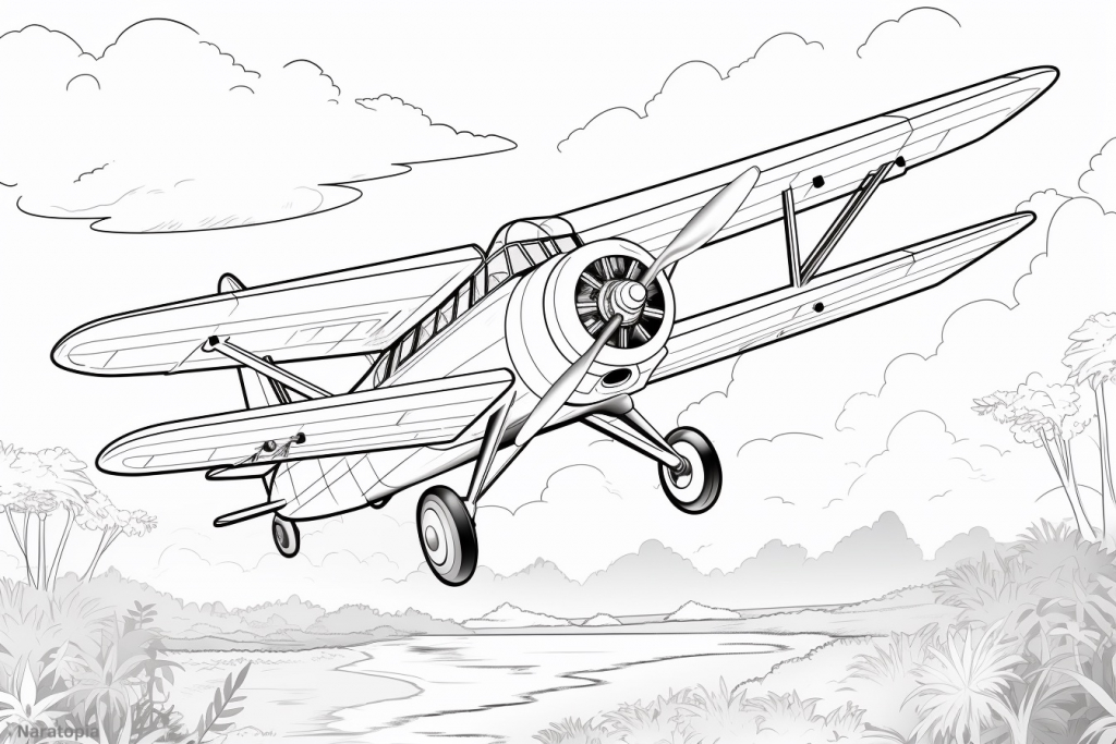 Coloring page of a plane.