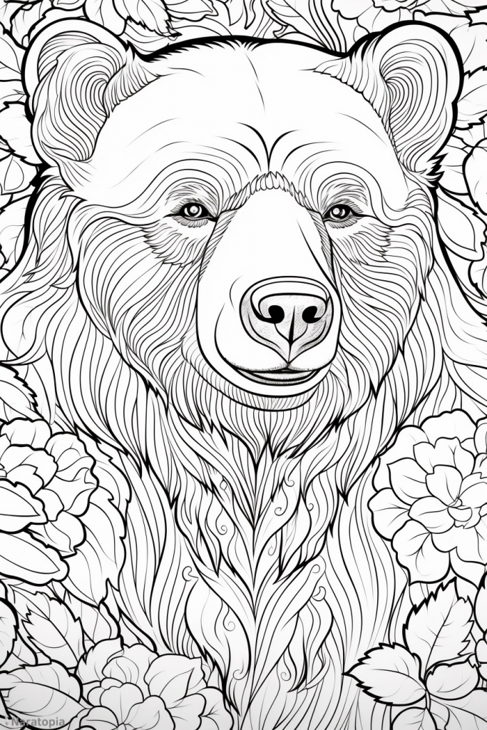 Coloring page of a bear.
