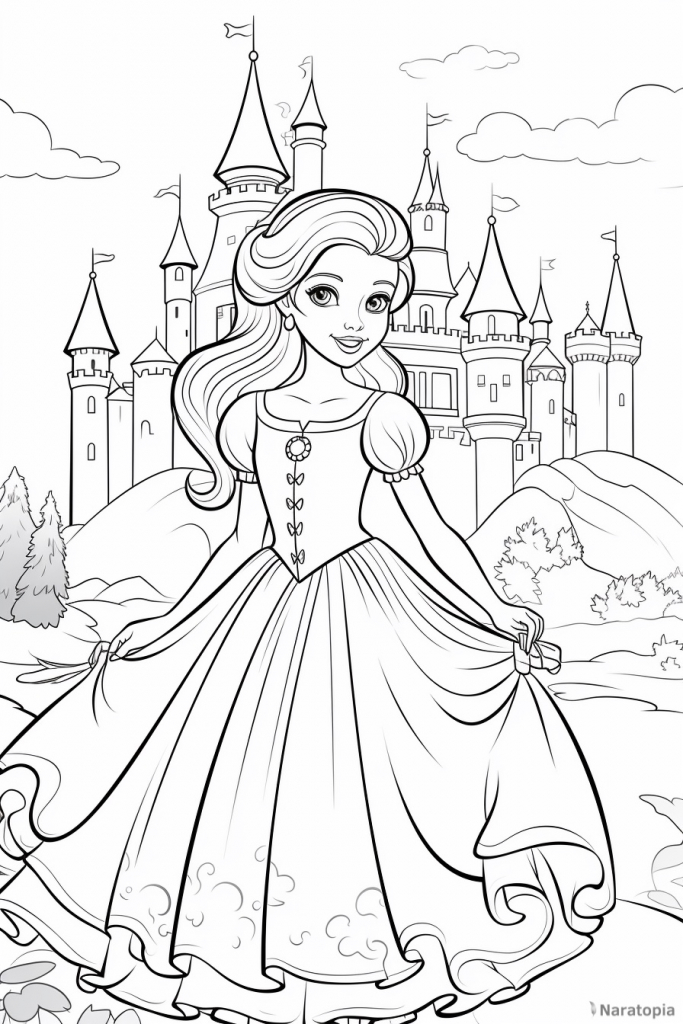 Coloring page of a princess.