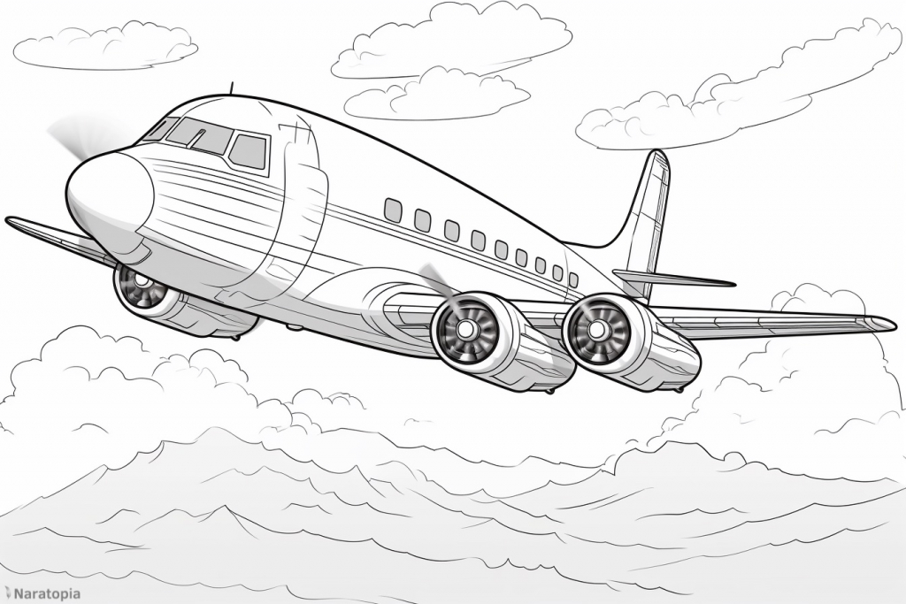 Coloring page of a plane.