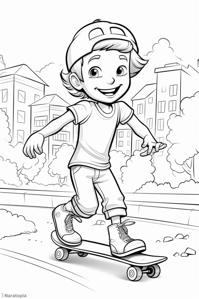 Coloring page of a skater.