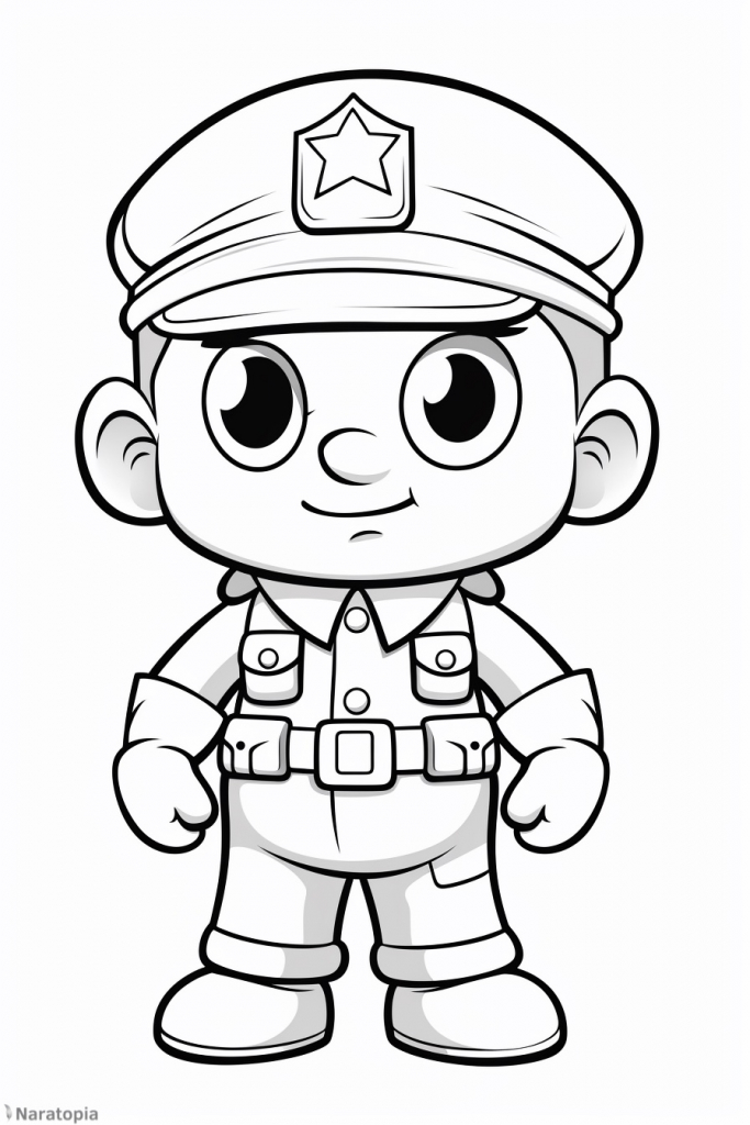 Coloring page of a police officer.
