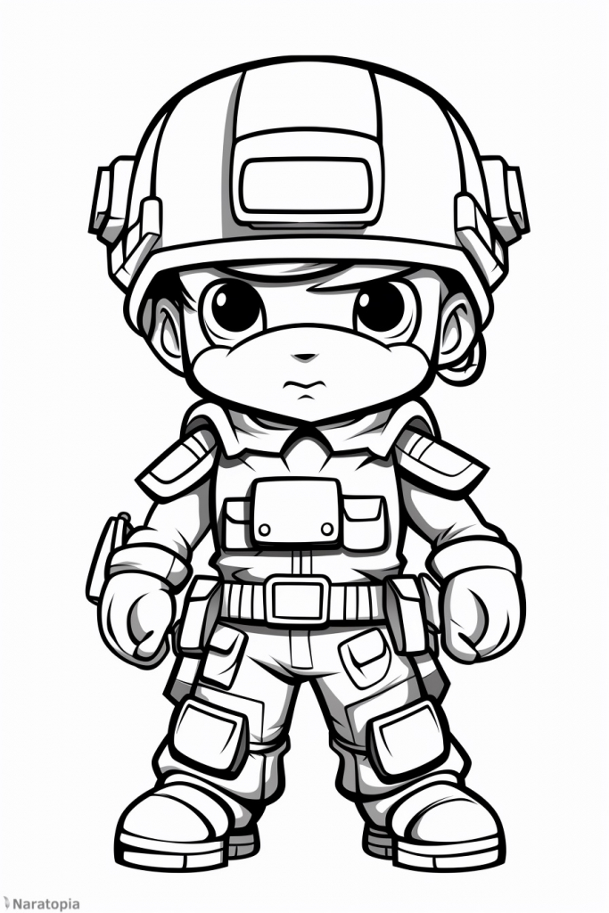 Coloring page of a soldier.