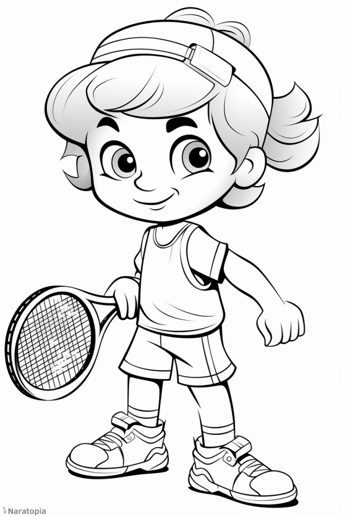 Coloring page of a tennis player.