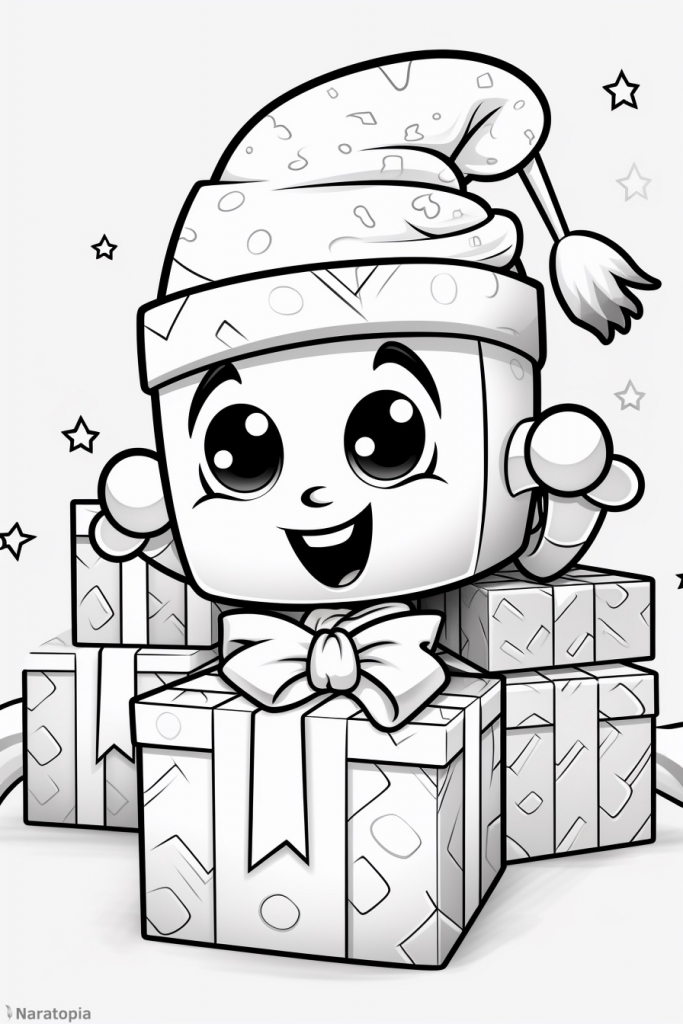 Coloring page of cute Christmas gifts.