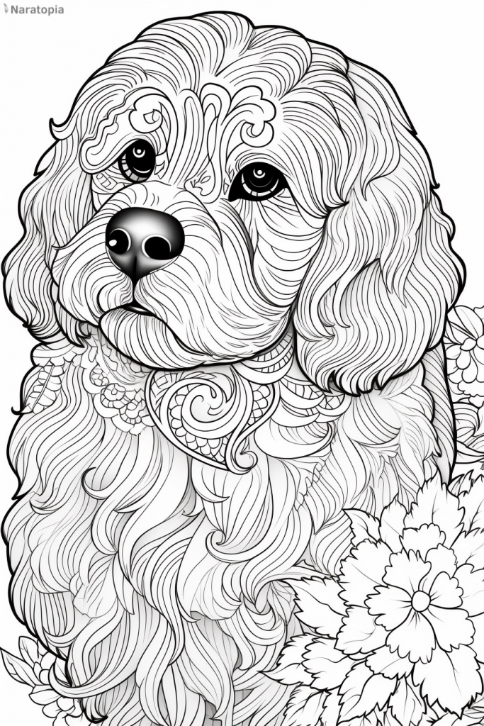 Coloring page of a cute dog.