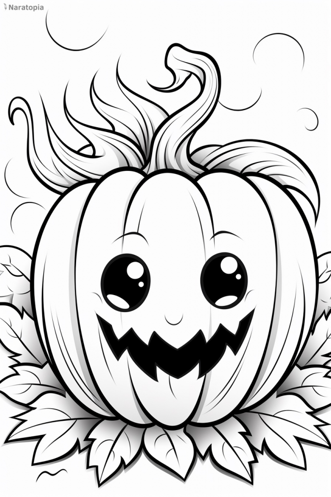 Coloring page of a cute Halloween pumpkin.