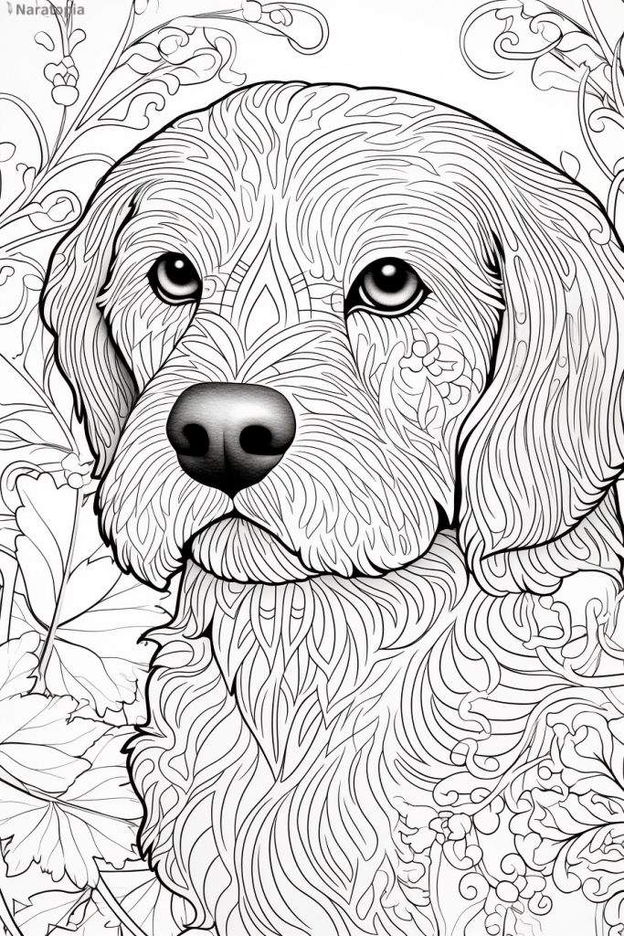 Coloring page of a cute dog.