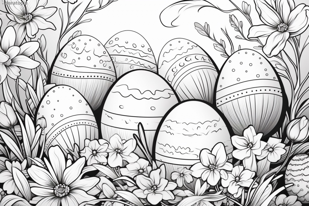 Coloring page of Easter eggs.