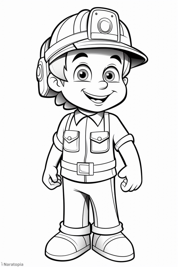 Coloring page of a fireman.