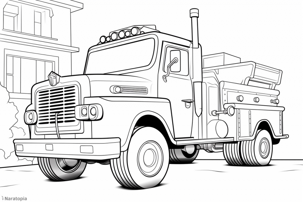 Coloring page of a firetruck.