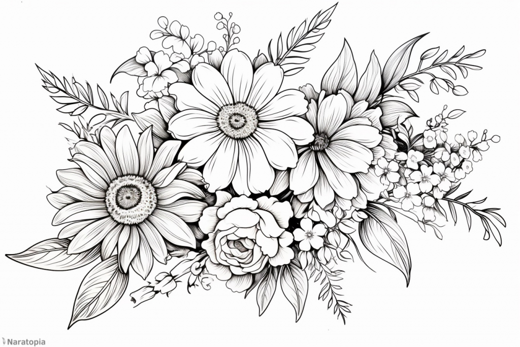 Coloring page of flowers.