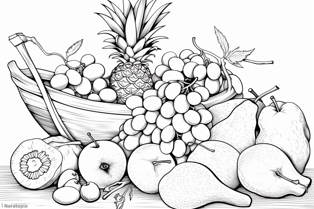 Coloring page of fruit.