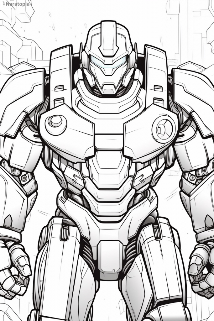 Coloring page of a robot.