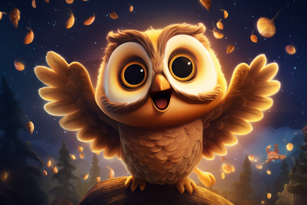 Cartoon happy owl.