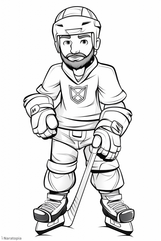 Coloring page of a hockey player.