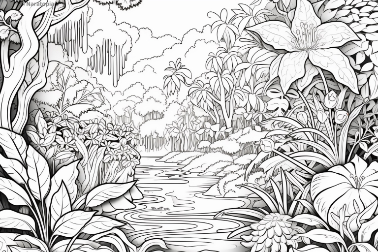 Coloring page of jungle.