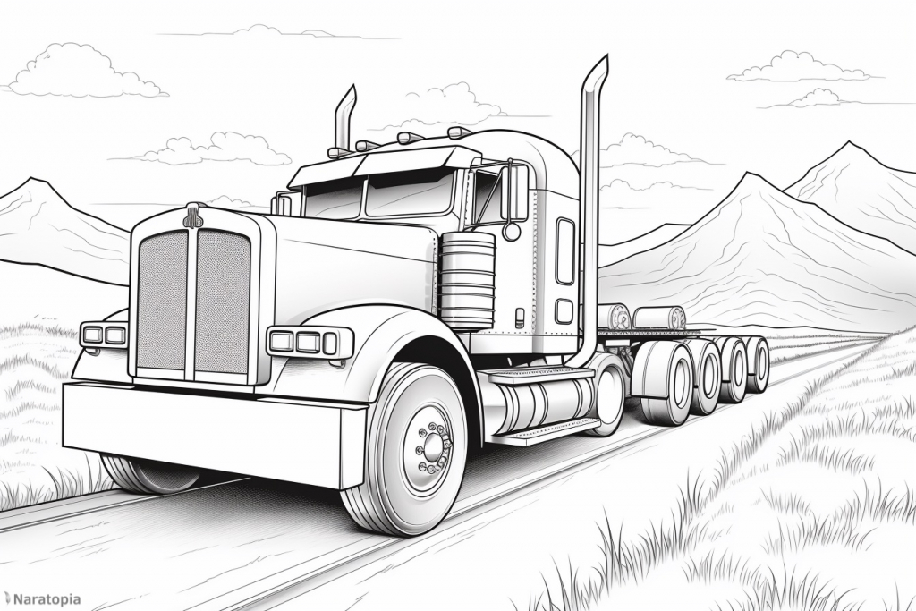 Coloring page of a truck.