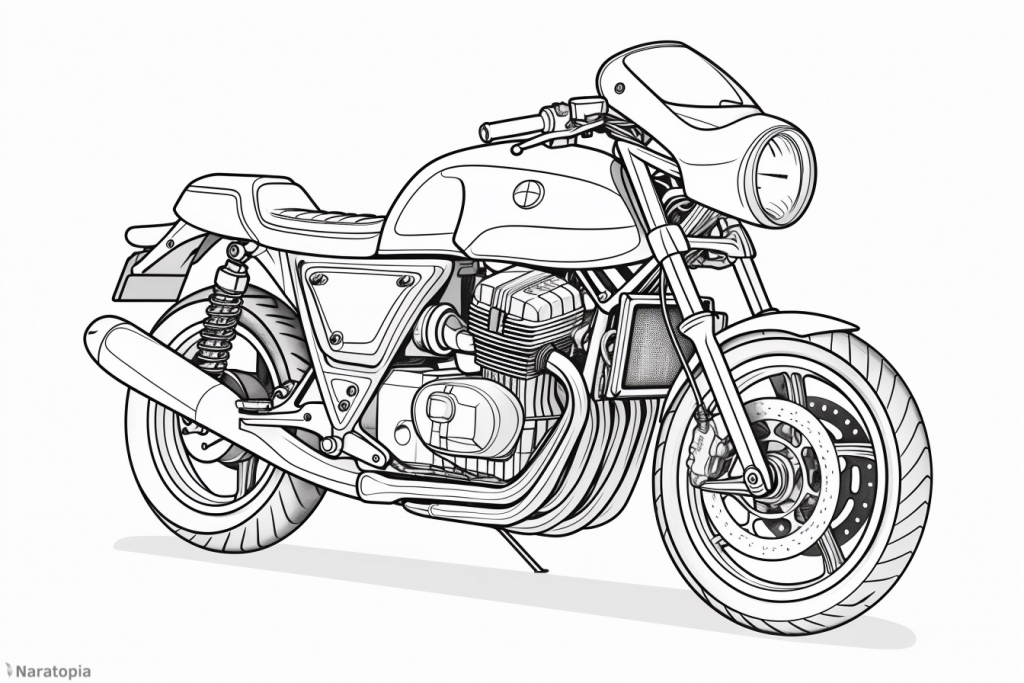 Coloring page of a motorbike.