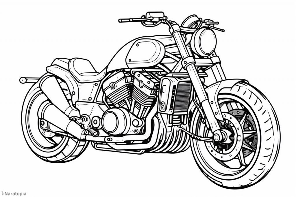 Coloring page of a motorbike.