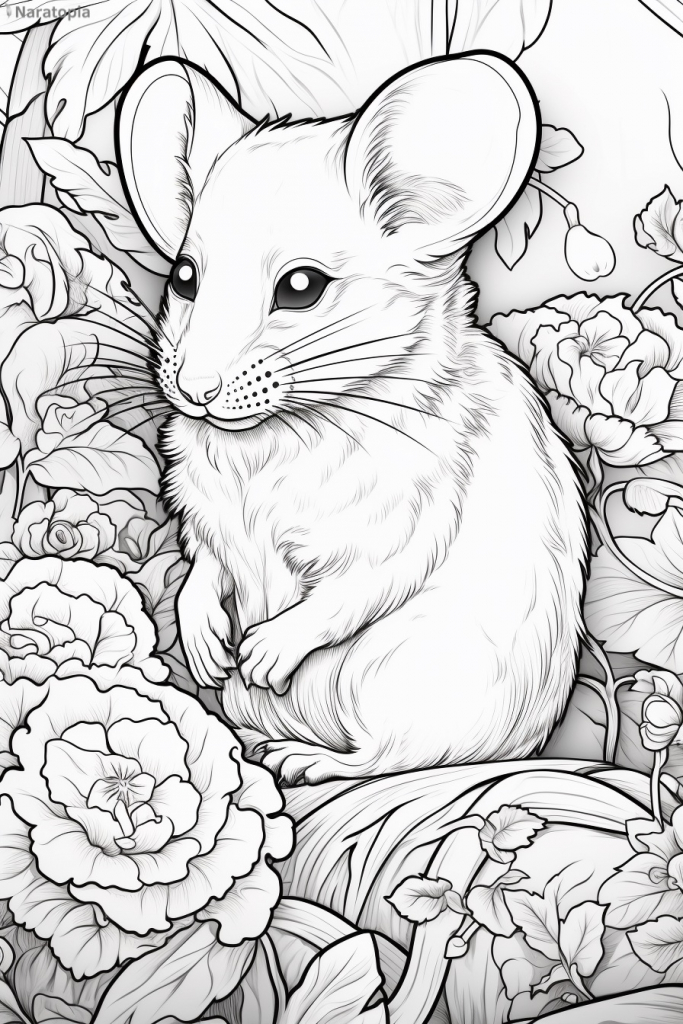 Coloring page of a mouse.