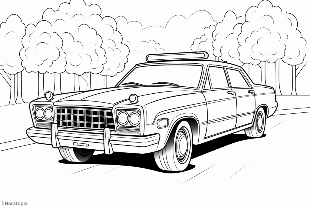 Coloring page of an old police car.