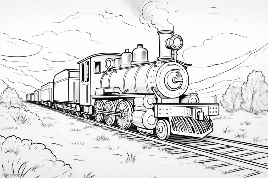 Coloring page of an old train.